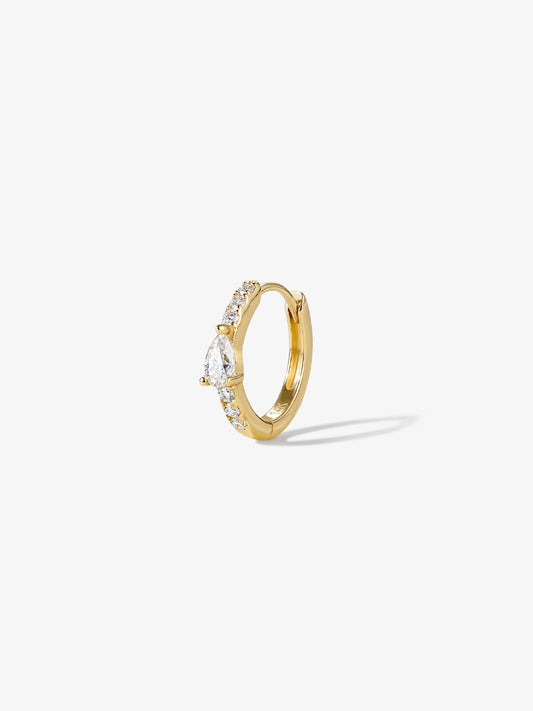 ANKIEJOY Dewdrop 14K Solid Gold Pear Hoop