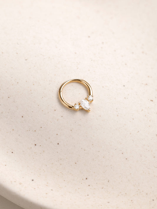 ANKIEJOY Dewdrop 14K Solid Gold Pear Daith Clicker