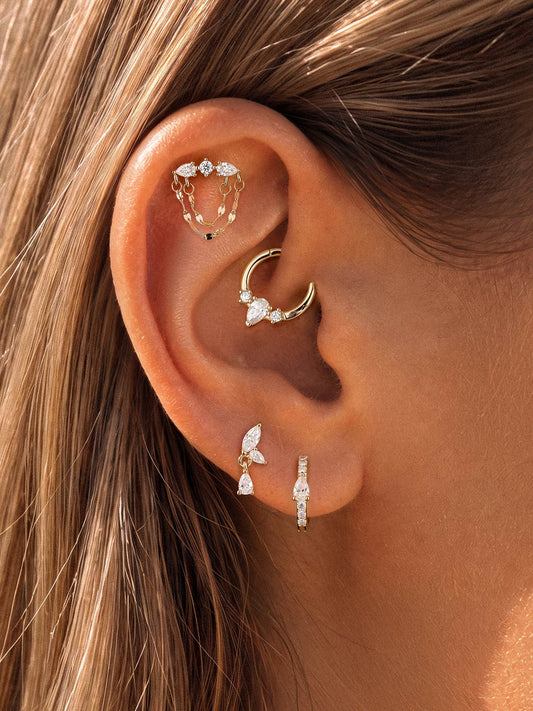 ANKIEJOY Dewdrop 14K Solid Gold Pear Daith Clicker