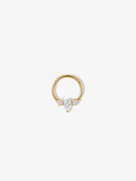ANKIEJOY Dewdrop 14K Solid Gold Pear Daith Clicker