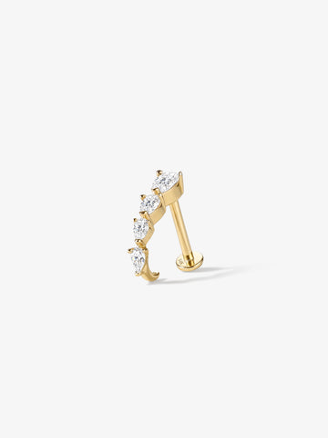 ANKIEJOY Dewdrop 14K Solid Gold C-Shaped Flat Back Stud