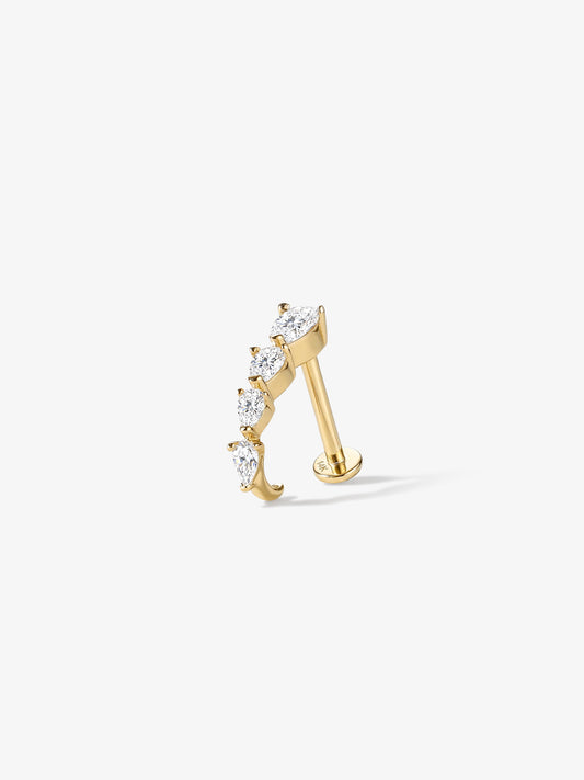 ANKIEJOY Dewdrop 14K Solid Gold C-Shaped Flat Back Stud