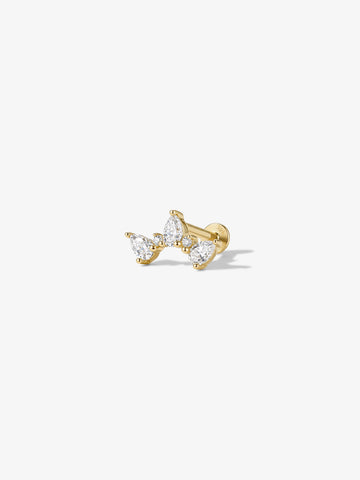 ANKIEJOY Dewdrop 14K Solid Gold Pear Crown Flat Back Stud