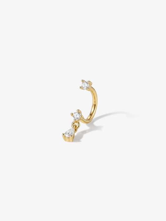 ANKIEJOY Dewdrop 14K Solid Gold Pear Drop Curved Barbell