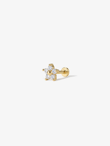 ANKIEJOY Blossom 14K Solid Gold Classic Flower Flat Back Stud