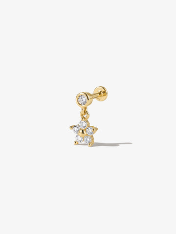 ANKIEJOY Blossom 14K Solid Gold Flower Drop Flat Back Stud