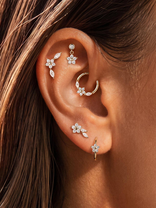 ANKIEJOY Blossom 14K Solid Gold Classic Flower Hoop