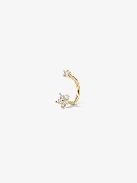 ANKIEJOY Blossom 14K Solid Gold Flower Curved Barbell