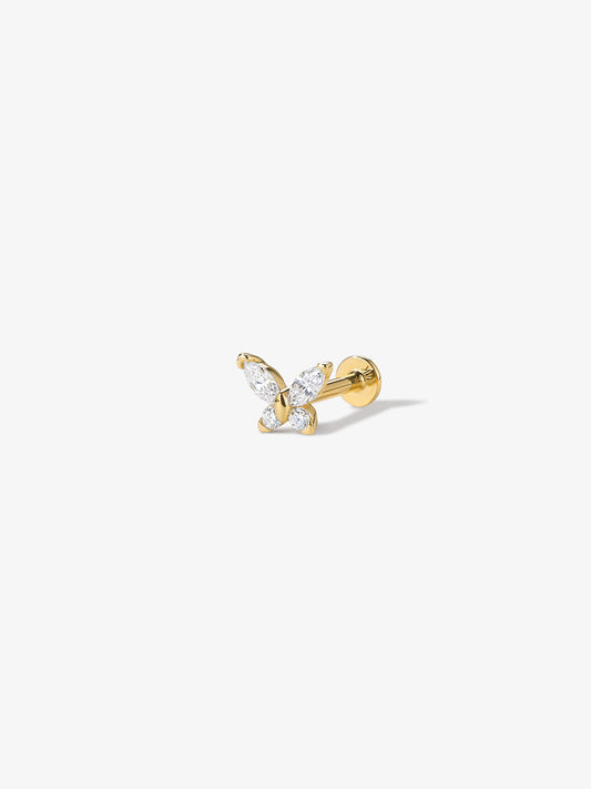 ANKIEJOY Wings 14K Solid Gold Classic Butterfly Flat Back Stud