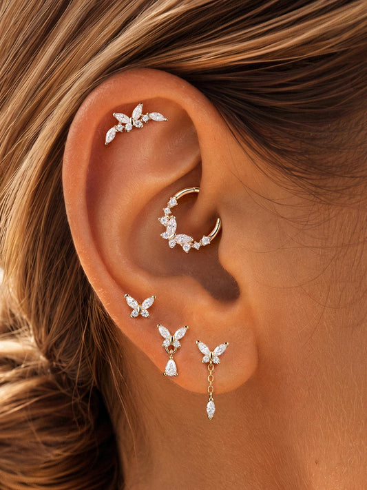 ANKIEJOY Wings 14K Solid Gold Classic Butterfly Flat Back Stud