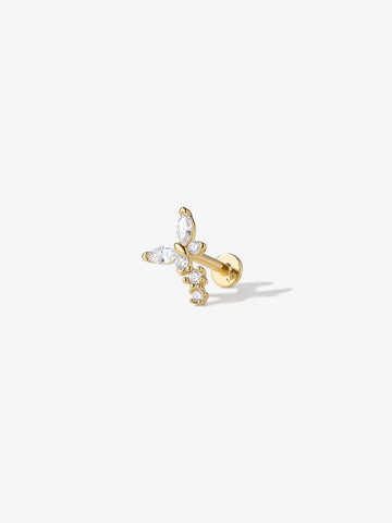 ANKIEJOY Wings 14K Solid Gold Flying Butterfly Flat Back Stud