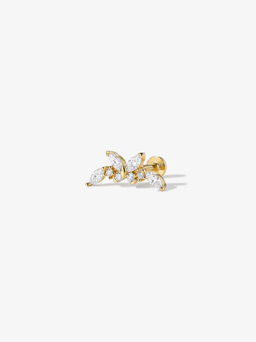 ANKIEJOY Wings 14K Solid Gold Curved Butterfly Flat Back Stud