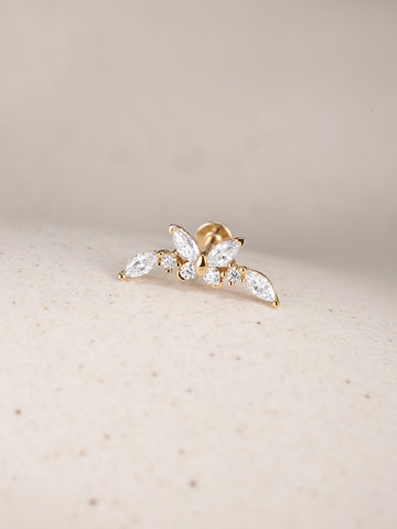 ANKIEJOY Wings 14K Solid Gold Curved Butterfly Flat Back Stud