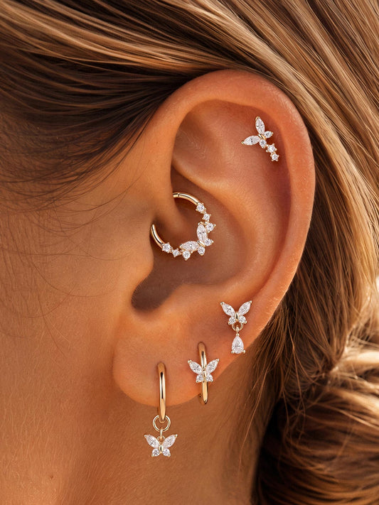 ANKIEJOY Wings 14K Solid Gold Butterfly Daith Clicker