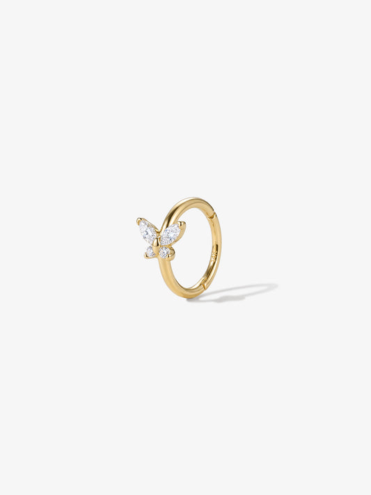 ANKIEJOY Wings 14K Solid Gold Classic Butterfly Hoop