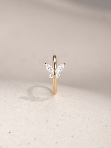 ANKIEJOY Wings 14K Solid Gold Classic Butterfly Hoop