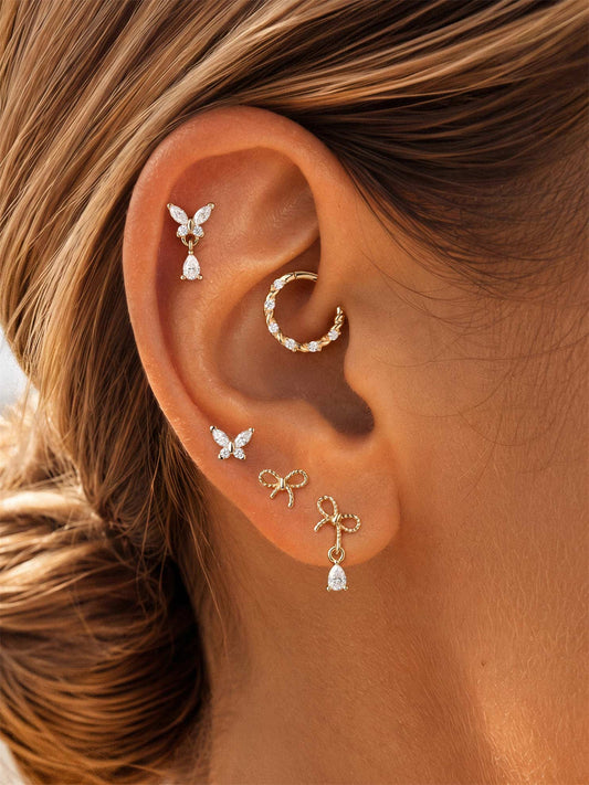 ANKIEJOY Twine 14K Solid Gold Twisted-Rope Daith Clicker