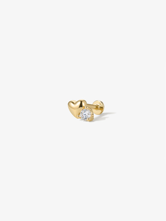 ANKIEJOY Love 14K Solid Gold Moissanite Heart Flat Back Stud