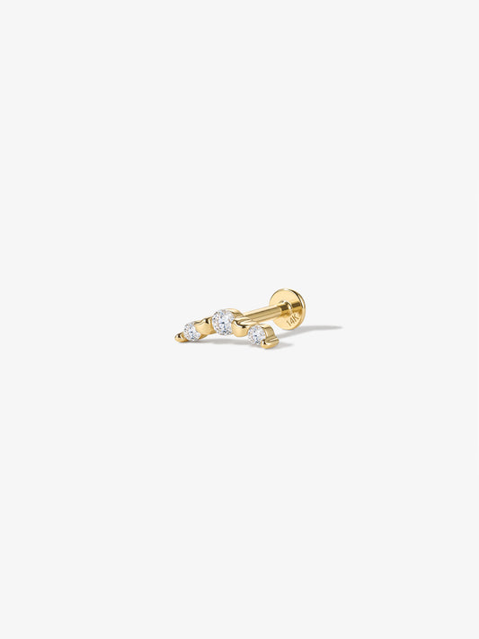 ANKIEJOY Love 14K Solid Gold Curved Heart Flat Back Stud