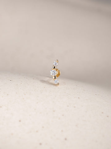 ANKIEJOY Love 14K Solid Gold Curved Heart Flat Back Stud