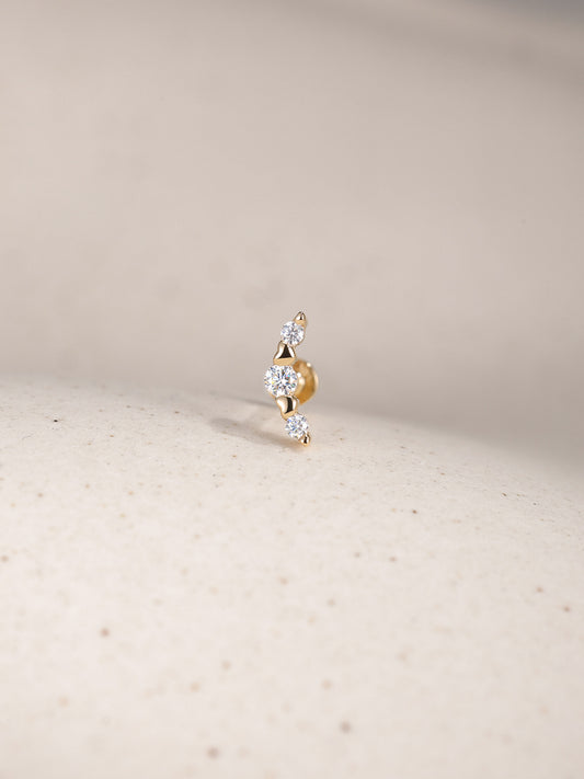 ANKIEJOY Love 14K Solid Gold Curved Heart Flat Back Stud