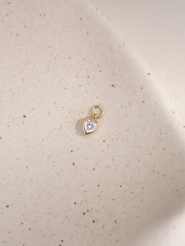 ANKIEJOY Love 14K Solid Gold Heart Moissanite Charm