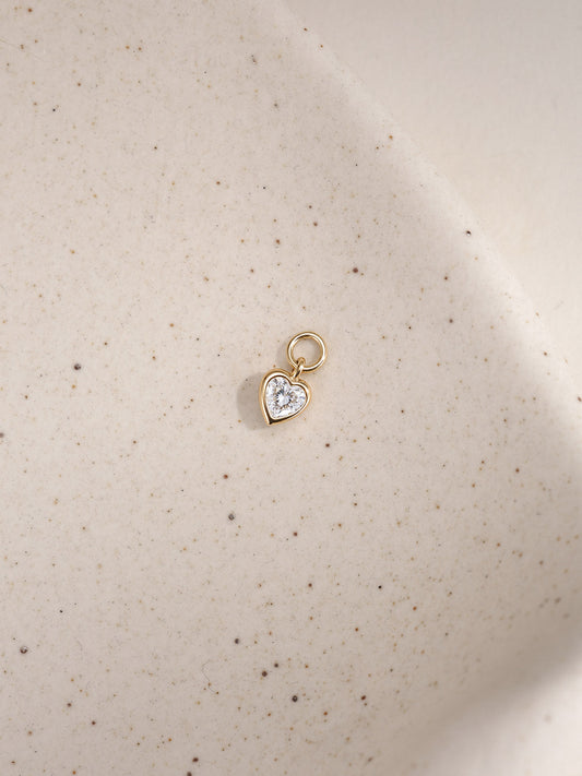 ANKIEJOY Love 14K Solid Gold Heart Moissanite Charm