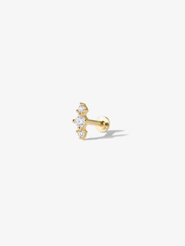 ANKIEJOY Round 14K Solid Gold Moissanite Trio Flat Back Stud