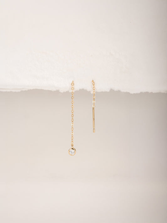 ANKIEJOY Essentials 14K Solid Gold Bezel Chain Ear Threader