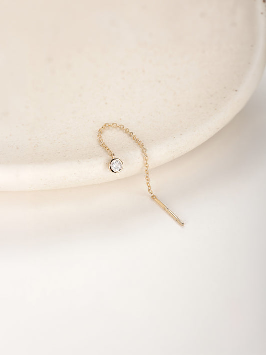 ANKIEJOY Essentials 14K Solid Gold Bezel Chain Ear Threader