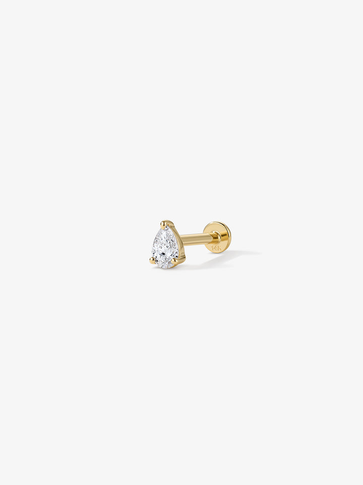 ANKIEJOY Essentials tropfenförmiger Labret-Stecker mit Labordiamant aus 14 Karat Massivgold