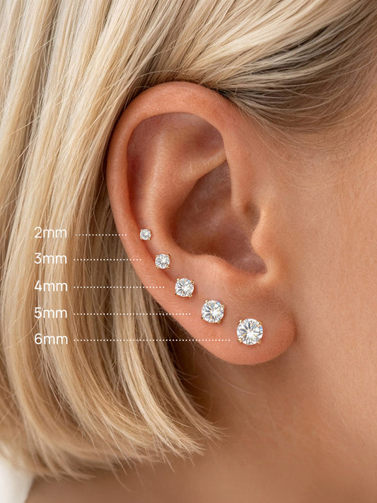 ANKIEJOY Essentials 14K Solid Gold Lab Diamond Flat Back Stud