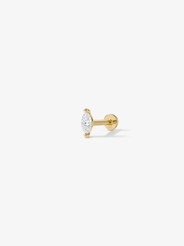 ANKIEJOY Marquise 14K Solid Gold Lab Diamond Flat Back Stud