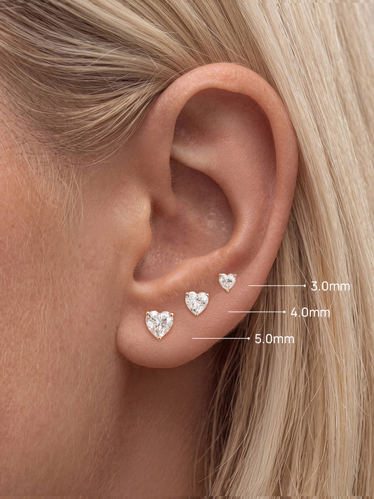 ANKIEJOY Essentials 14K Solid Gold Heart Lab Diamond Flat Back Stud